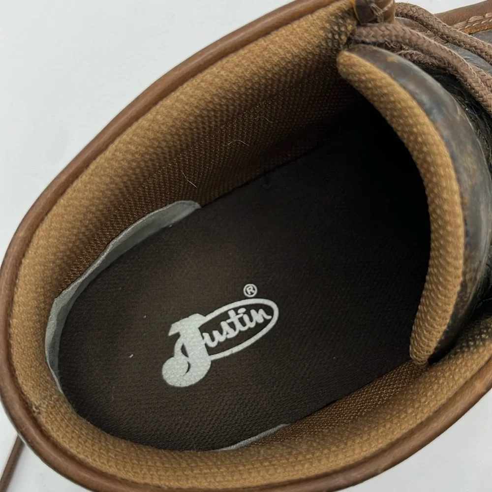 Justin Size 10.5 M Men's Cowhide Leather Casual Shoe Ostrich Vamp Mocs
